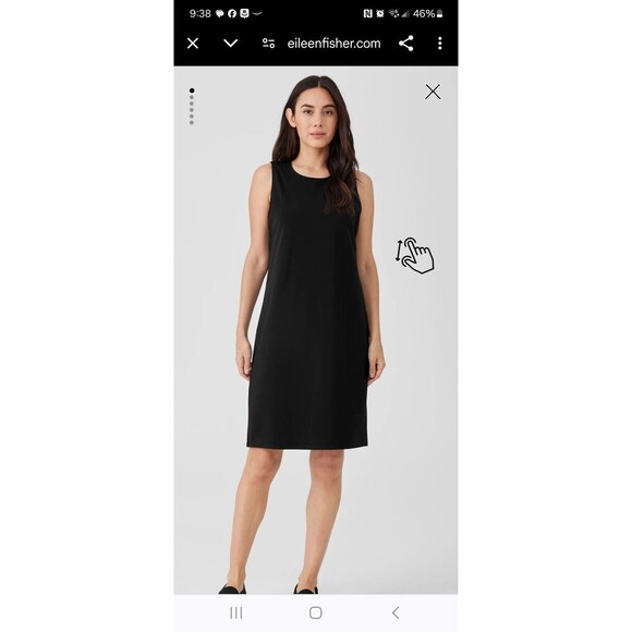 Eileen Fisher Dresses & Skirts - Eileen Fisher Tank Swing Dress M Stretch Viscose Jersey Sleeveless Black B2